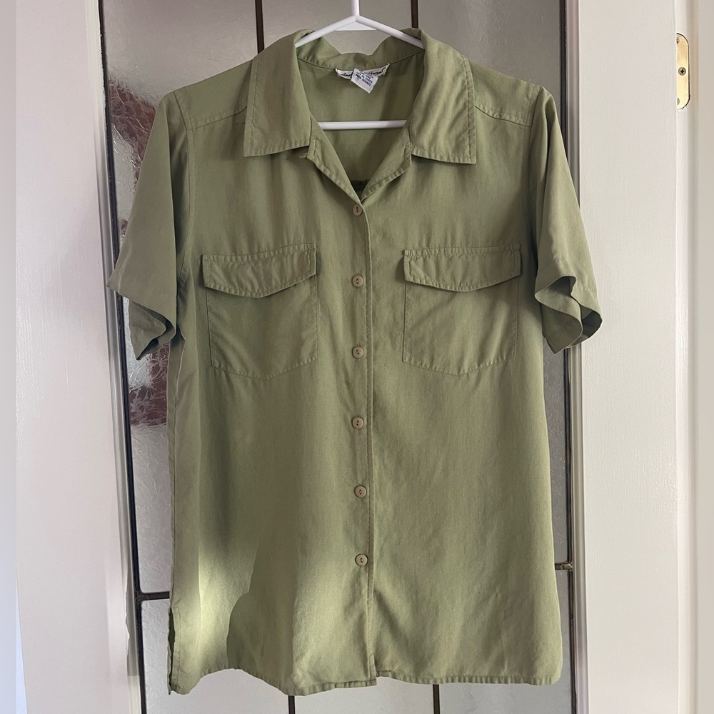 Green 100% Silk Camp Shirt